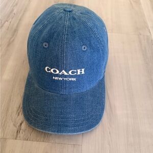 Coach Denim Baseball Cap in Blue with Tan Interior Trim